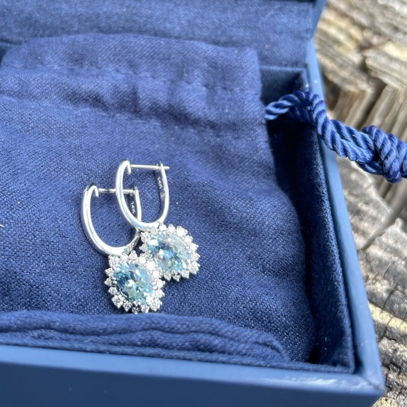 Aquamarine Diamond Earrings - Picture 5 of 5